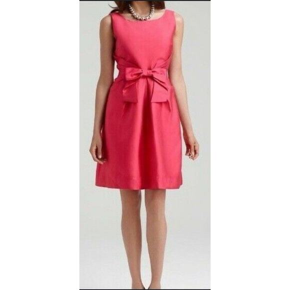 kate spade new york Dresses & Skirts - Kate Spade Dress Jillian Fit And Flare Sleeveless Silk Blend Pink Big Bow Size 4